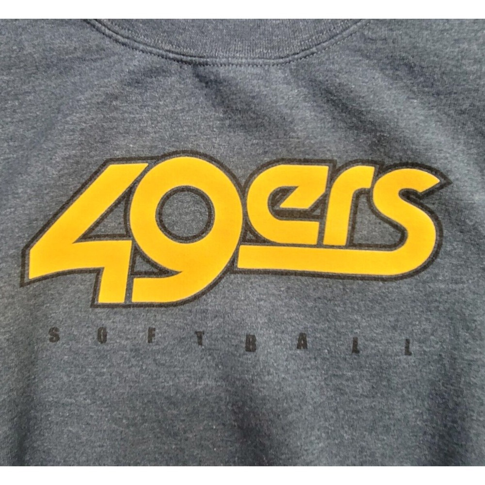 49ers Softball Sweatshirt Gildan XL Gray Crewneck Pullover Vintage Look